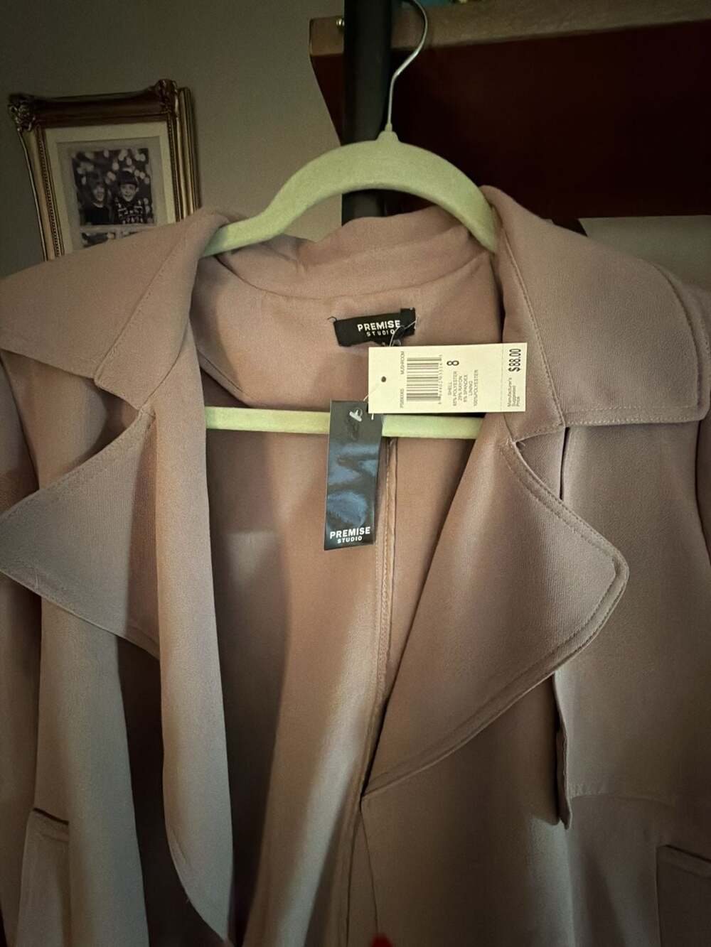Premise Studio Mushroom Open Front Trench Jacket Coat Size 8